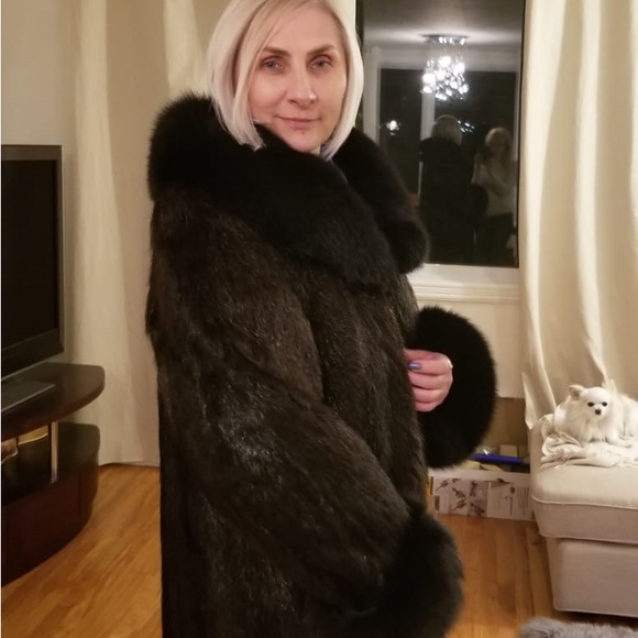Real Long, extraordinary, fur fox and nutria coat, Size L , like new - Picture 14 of 14